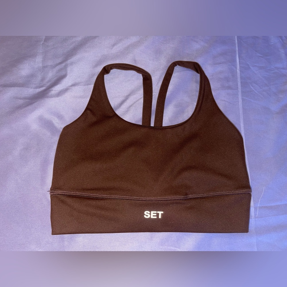 SET Active Brown Racerback Sports Bra Top
